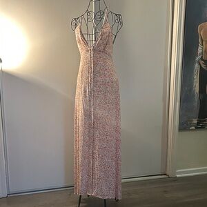 Sadie & Sage Blush Floral Maxi Dress with Adjustable Spaghetti Straps Size S